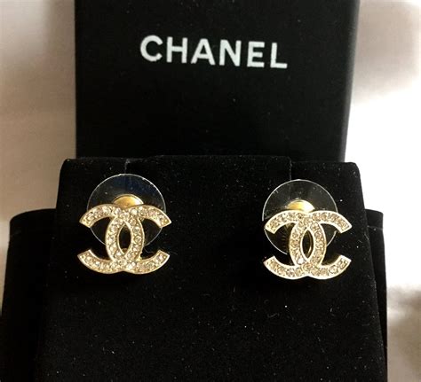 chanel gold link logo earring|authentic Chanel stud earrings.